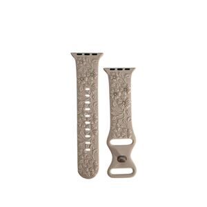 Floral Silicone Watch Band – Beige (38mm/40mm/41mm Compatible)
